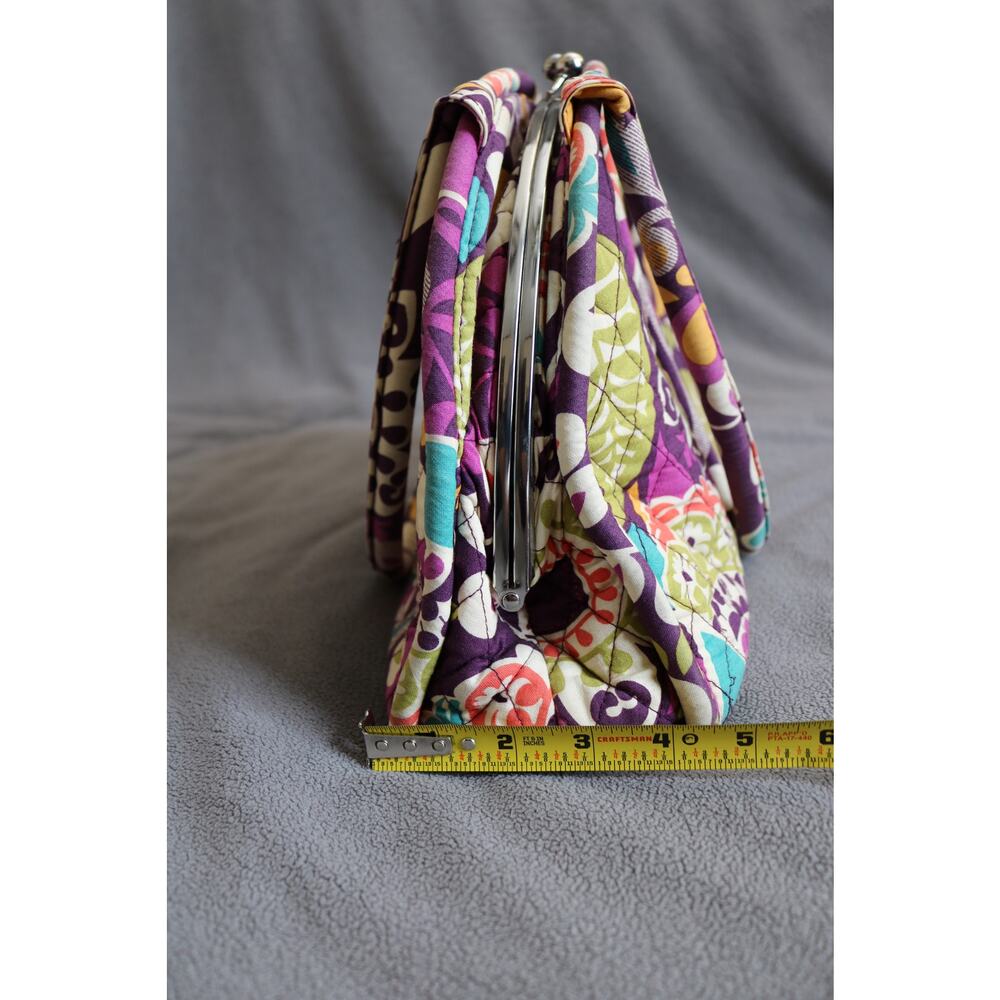 VERA BRADLEY Plum Crazy  Eloise Handbag Floral Shoulder Kisslock Purple Retired - Picture 7 of 11